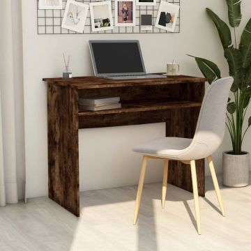 vidaXL Bureau 90x50x74 cm bewerkt hout gerookt eikenkleurig