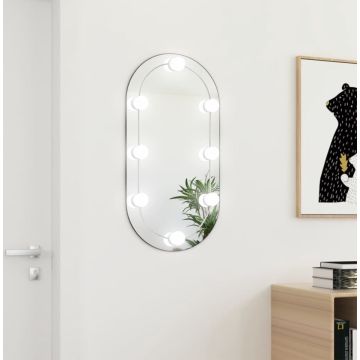 vidaXL Spiegel met LED-verlichting ovaal 80x40 cm glas