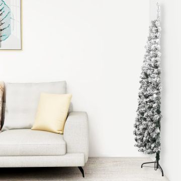 vidaXL Kunstkerstboom half met sneeuw smal 150 cm