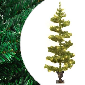 vidaXL Spiraalkerstboom met pot en LED's 120 cm PVC groen