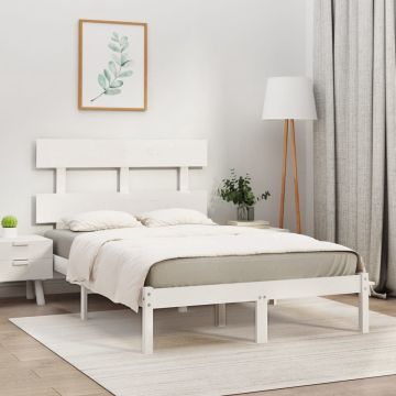 vidaXL Bedframe massief hout wit 120x190 cm 4FT Small Double