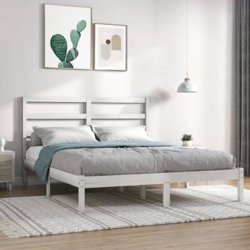 vidaXL Bedframe massief hout wit 120x190 cm 4FT Small Double