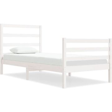 vidaXL Bedframe massief grenenhout wit 75x190 cm 2FT6 Small Single