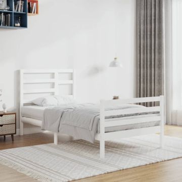 vidaXL Bedframe massief hout wit 90x200 cm