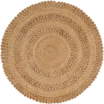 vidaXL Tapijt rond 120 cm gevlochten jute