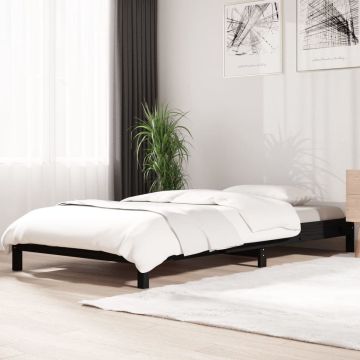 vidaXL Bed stapelbaar 90x190 cm massief grenenhout zwart