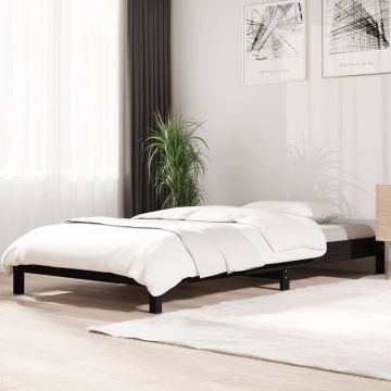 vidaXL Bed stapelbaar 75x190 cm massief grenenhout zwart