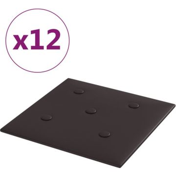 vidaXL Wandpanelen 12 st 1,08 m² 30x30 cm kunstleer zwart