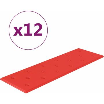 vidaXL Wandpanelen 12 st 3,24 m² 90x30 cm kunstleer rood