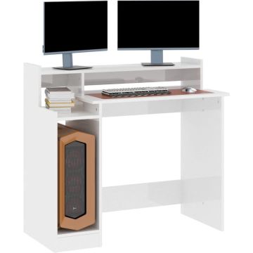 vidaXL Bureau met LED-verlichting 97x45x90 cm hout hoogglans wit