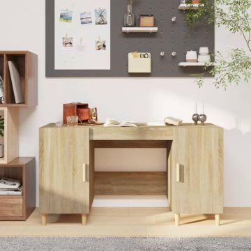 vidaXL Bureau 140x50x75 cm bewerkt hout sonoma eikenkleurig