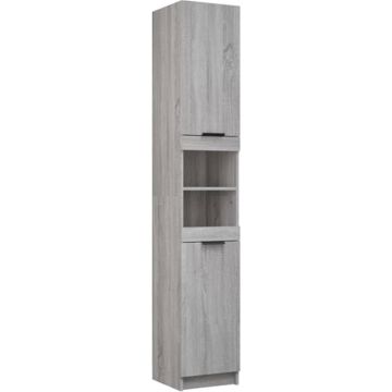 vidaXL Badkamerkast 32x34x188,5 cm bewerkt hout grijs sonoma eiken