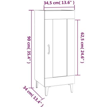 vidaXL Dressoir 34,5x34x90 cm bewerkt hout bruineikenkleurig