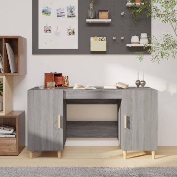 vidaXL Bureau 140x50x75 cm bewerkt hout grijs sonoma eikenkleurig