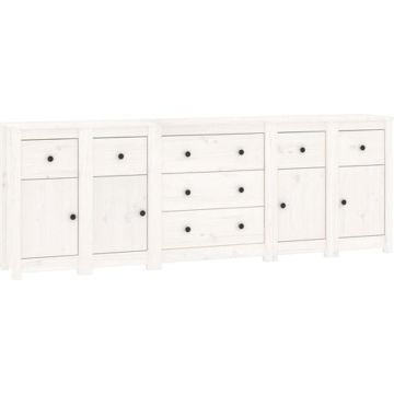 vidaXL Dressoir 230x35x80 cm massief grenenhout wit