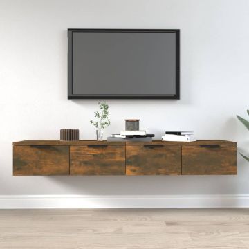 vidaXL Wandkasten 2 st 68x30x20 cm bewerkt hout gerookt eikenkleurig