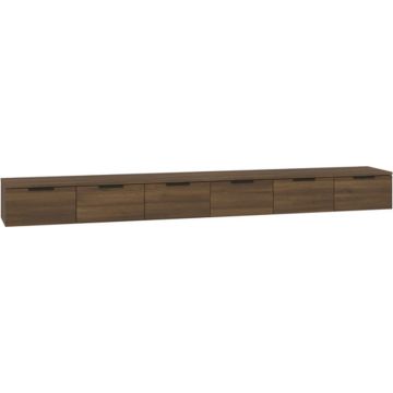 vidaXL Wandkasten 2 st 102x30x20 cm bewerkt hout bruineikenkleurig