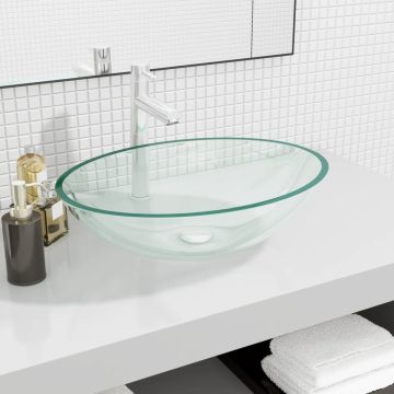 vidaXL Wasbak 50x37x14 cm glas transparant