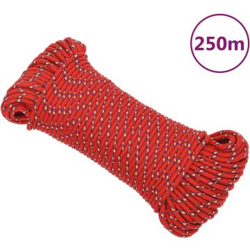 vidaXL Boottouw 4 mm 250 m polypropyleen rood