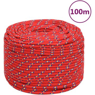 vidaXL Boottouw 10 mm 100 m polypropyleen rood