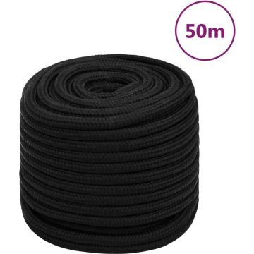 vidaXL Werktouw 16 mm 50 m polyester zwart