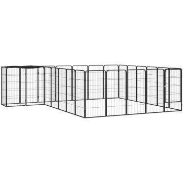 vidaXL Hondenkennel 26 panelen 50x100 cm gepoedercoat staal zwart