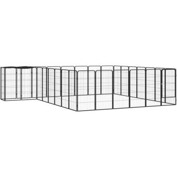 vidaXL Hondenkennel 30 panelen 50 x 100 cm gepoedercoat staal zwart