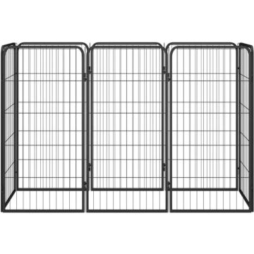 vidaXL Hondenkennel 8 panelen 50x100 cm gepoedercoat staal zwart