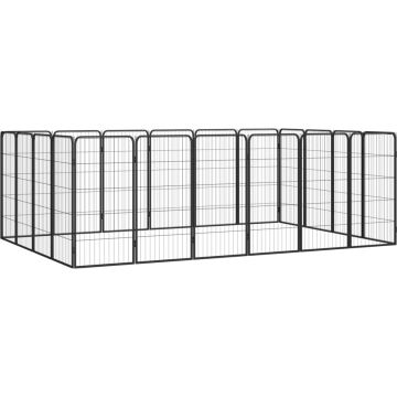 vidaXL Hondenkennel 20 panelen 50 x 100 cm gepoedercoat staal zwart