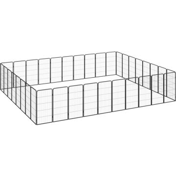 vidaXL Hondenkennel 36 panelen 50 x 100 cm gepoedercoat staal zwart