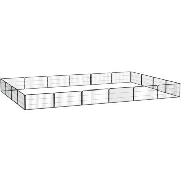 vidaXL Hondenkennel 20 panelen 100x50 cm gepoedercoat staal zwart