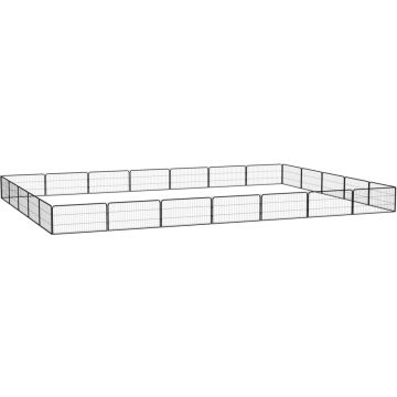 vidaXL Hondenkennel 24 panelen 100x50 cm gepoedercoat staal zwart