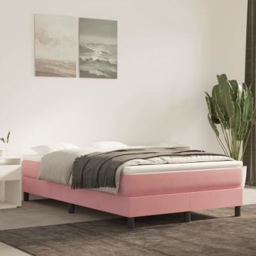 vidaXL Pocketveringmatras 120x200x20 cm fluweel roze