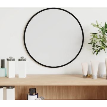 vidaXL Wandspiegel rond Ø30 cm zwart