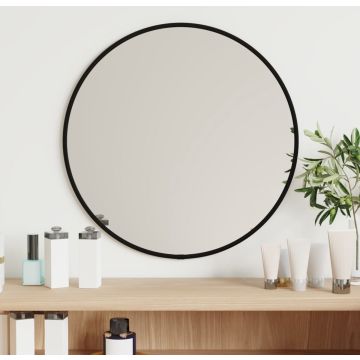 vidaXL Wandspiegel rond Ø40 cm zwart