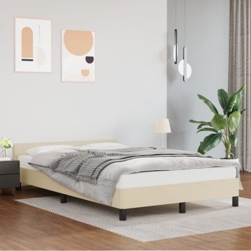 vidaXL Bedframe met hoofdbord kunstleer crèmekleurig 120x200 cm