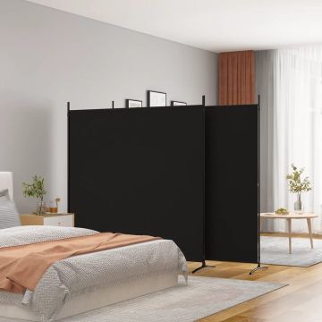 vidaXL Kamerscherm met 3 panelen 525x180 cm stof zwart