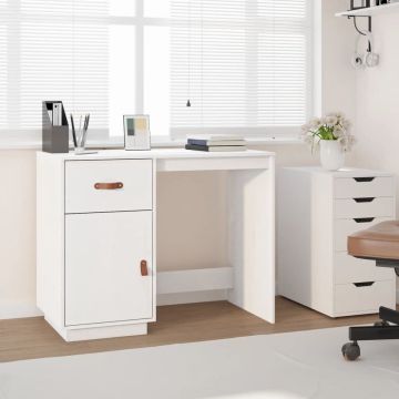 vidaXL Bureau 95x50x75 cm massief grenenhout wit