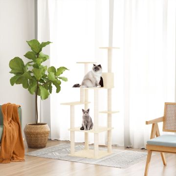 vidaXL Kattenmeubel met sisal krabpalen 153 cm crèmekleurig