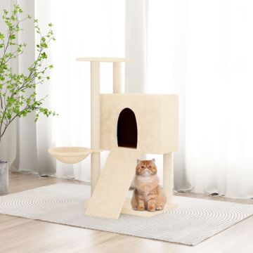 vidaXL Kattenmeubel met sisal krabpalen 96 cm crèmekleurig