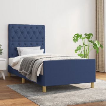 vidaXL Bedframe met hoofdbord stof blauw 80x200 cm