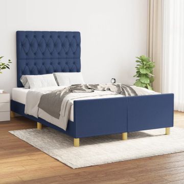 vidaXL Bedframe met hoofdeinde stof blauw 120x200 cm