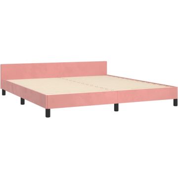 vidaXL Bedframe met hoofdeinde fluweel roze 160x200 cm