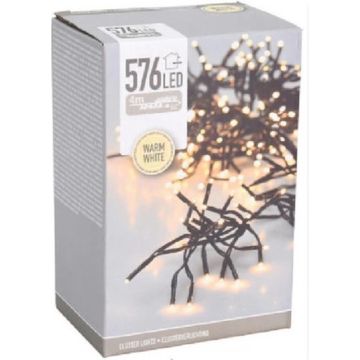 Kerstverlichting - Clusterverlichting - 576 LED's - Lengte: 4 meter - Warm wit - Zwart