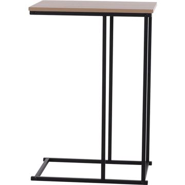 H&amp;S Collection Bijzettafel/banktafel - 1x - zwart/bruin - 40 x 26 x 58 cm