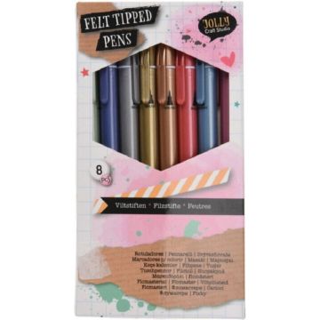 8 felt tipped pens - metallic kleuren