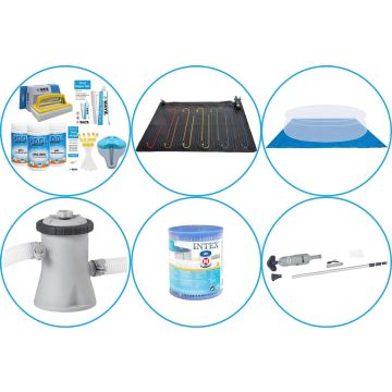 Zwembad Accessoirepakket 5-delig - WAYS Onderhoudspakket &amp; Zwembad verwarming &amp; Filterpomp (28602GS) + Filter &amp; Zwembad stofzuiger &amp; Grondzeil