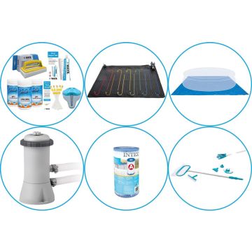 Zwembad Accessoirepakket 5-delig - WAYS Onderhoudspakket &amp; Zwembad verwarming &amp; Filterpomp (28604GS) + Filter &amp; Onderhoudsset Deluxe &amp; Grondzeil