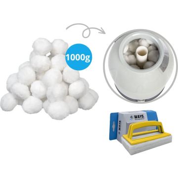 Comfortpool - Filterbollen geschikt voor zandfilterpomp(en) - 1000 gram &amp; WAYS scrubborstel