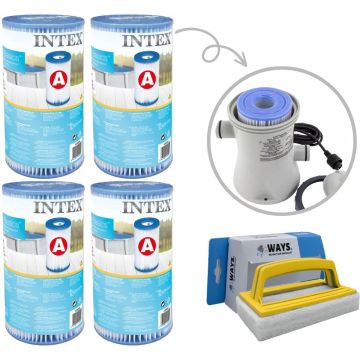 Intex - A filters - 4 stuks - Geschikt voor filterpomp 28604GS/28638GS/28636GS &amp; WAYS scrubborstel